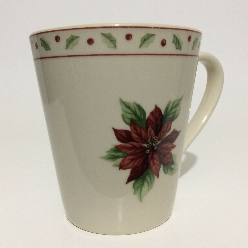 CHRISTMAS merry brite coffee mug cup poinsettia - Picture 3 of 12